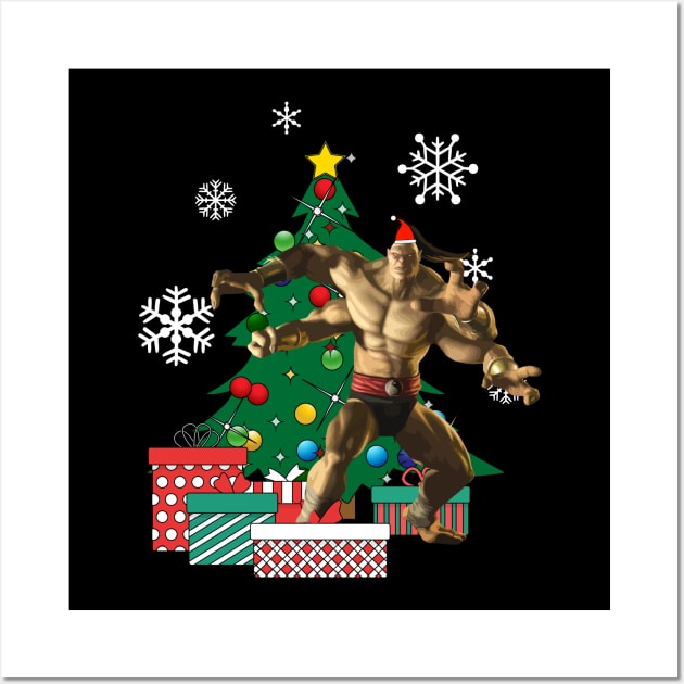 Goro Around The Christmas Tree Mortal Kombat Wall Art by Nova5